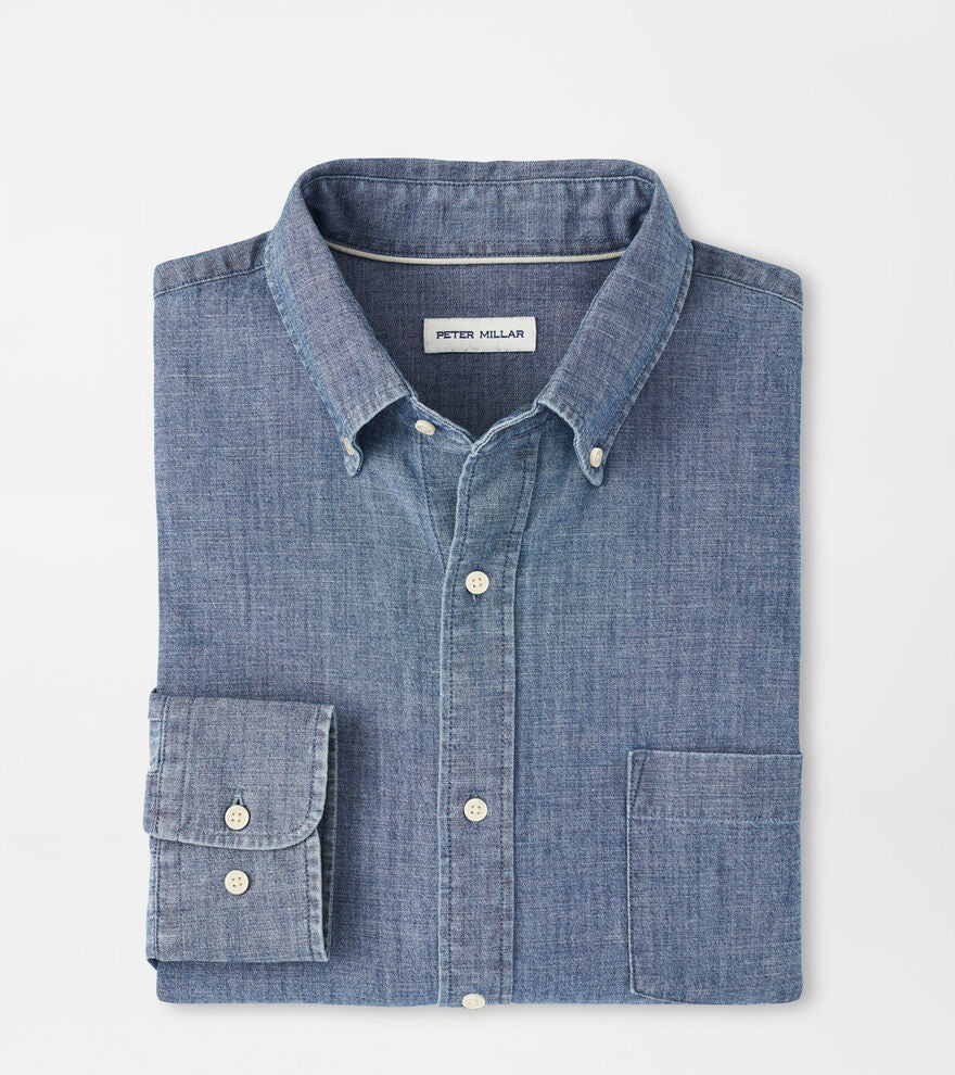Devonport Chambray Cotton-Stretch Sport Shirt