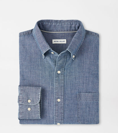 Devonport Chambray Cotton-Stretch Sport Shirt