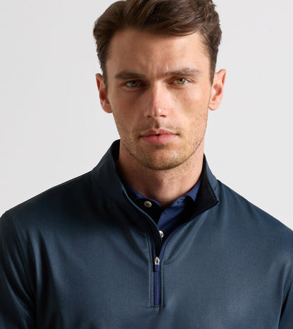 PETER MILLAR Perth Herringbone Performance Quarter-Zip, men's navy stretch sweater