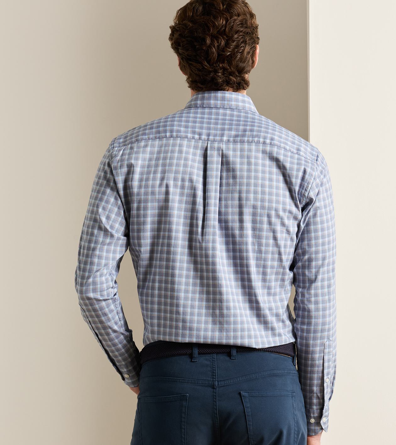 Lincoln Crown Lite Cotton-Stretch Sport Shirt by PETER MILLAR, men's checkered shirt