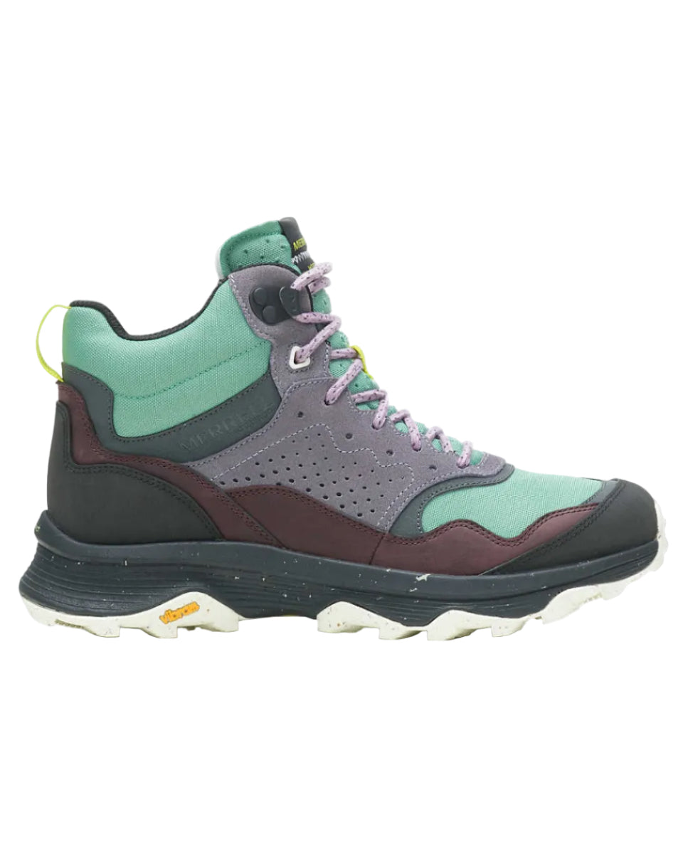 Speed Solo Mid Waterproof W in green with purple and brown accents, MERRELL, Women's Shoes, Max Retail