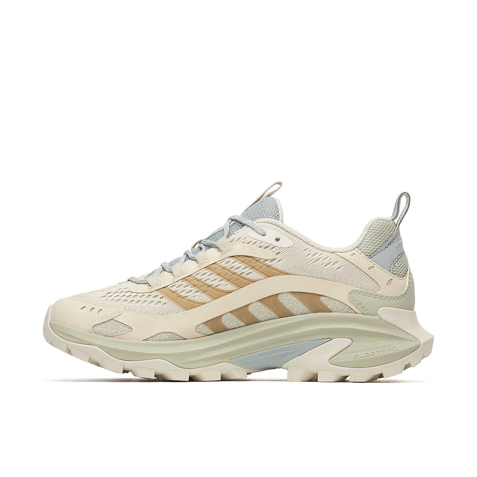 Moab Speed 2 W Poplar running shoe, lace-up with tan stripe overlay