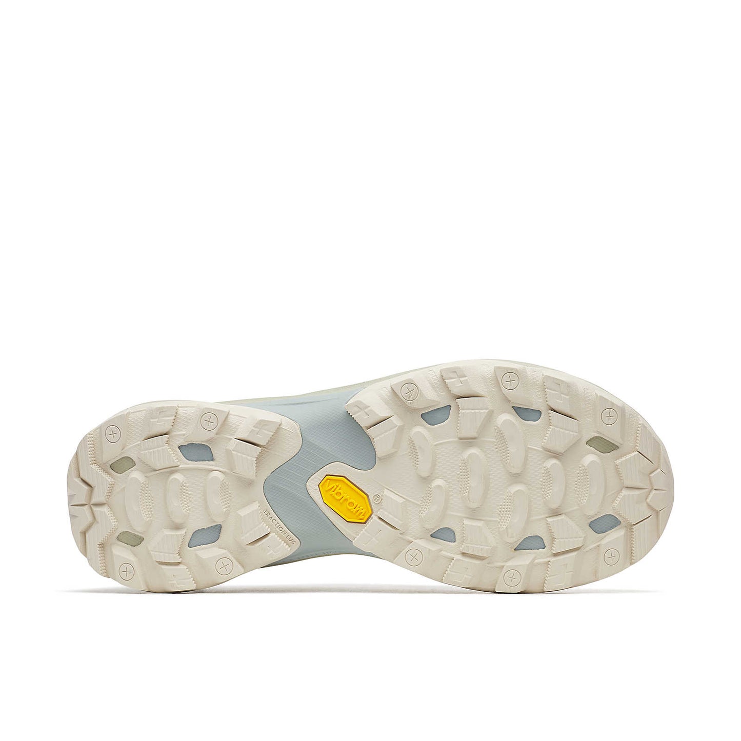 Moab Speed 2 W outsole with rugged tread and light blue sidewall details