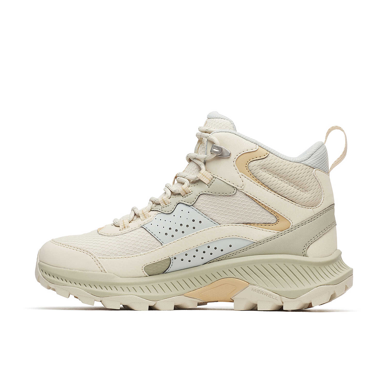 Speed Strike 2 Mid W eggshell side profile with contrast overlay and lace eyelets
