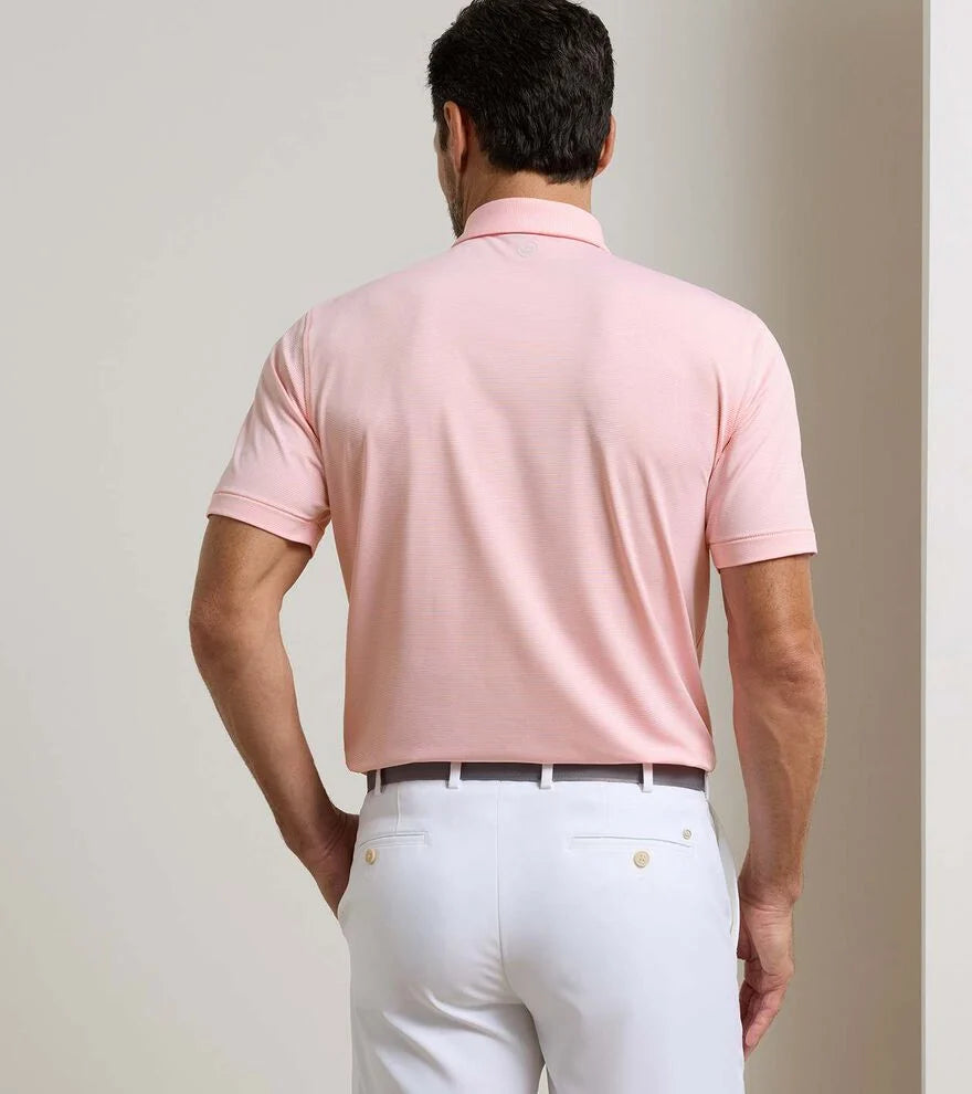 Jubilee Performance Jersey Polo - Summer Apricot in soft pink with stretch, moisture wicking, UV protection