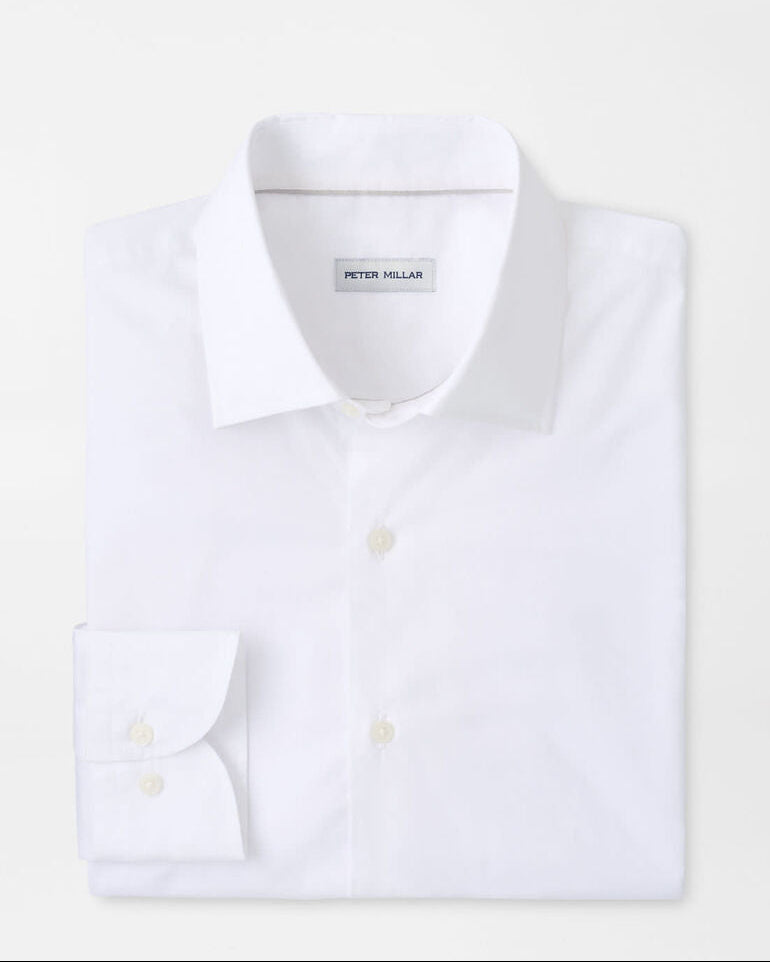 Brighton Perfect Poplin Sport Shirt in white cotton with spread collar and double-button cuffs