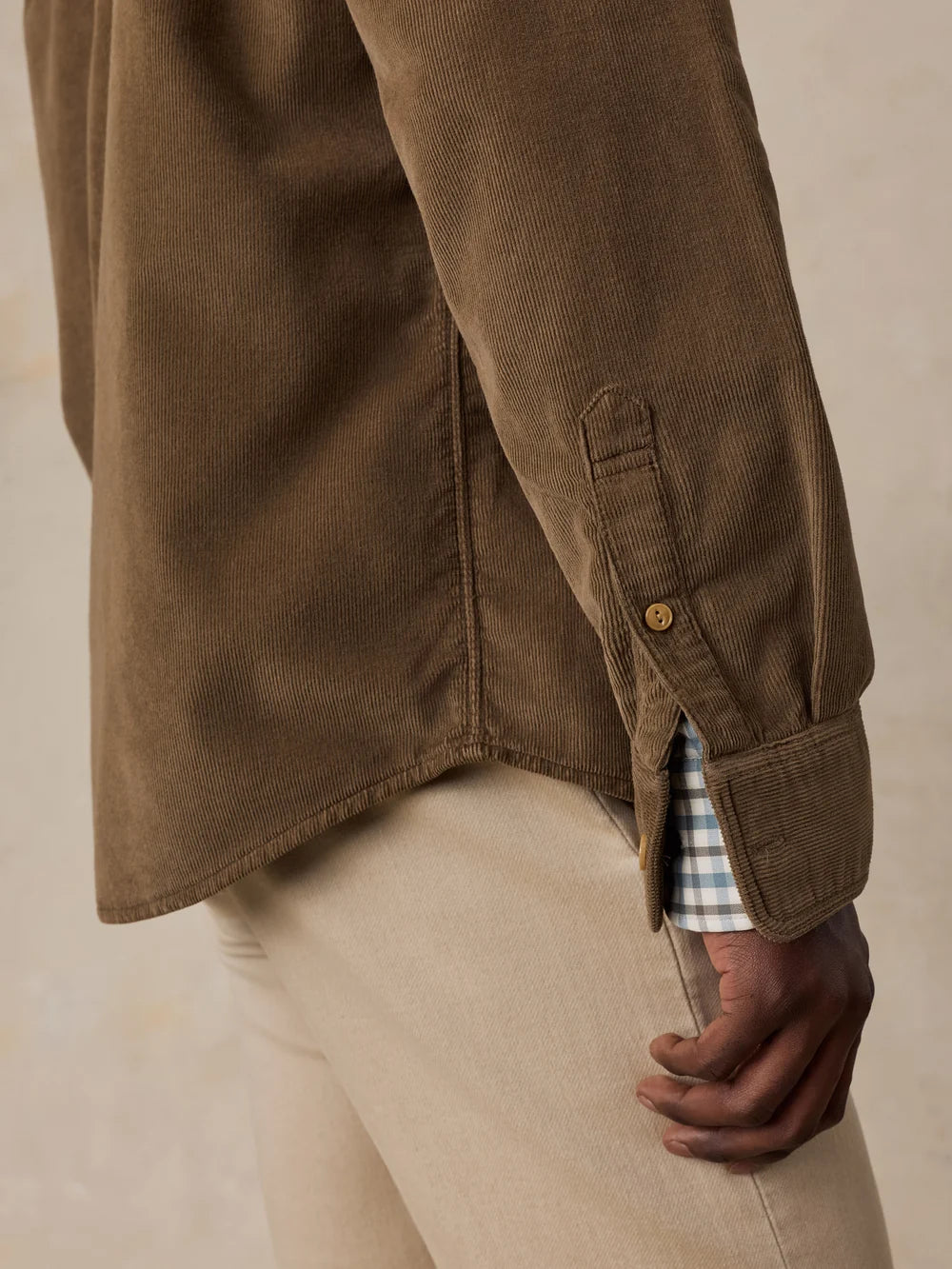 Stretch Terry Corduroy Workshirt - Brown Umber