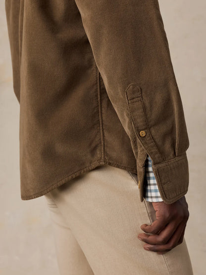 Stretch Terry Corduroy Workshirt - Brown Umber