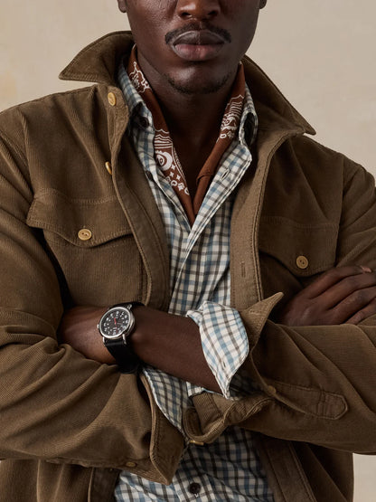 Stretch Terry Corduroy Workshirt - Brown Umber