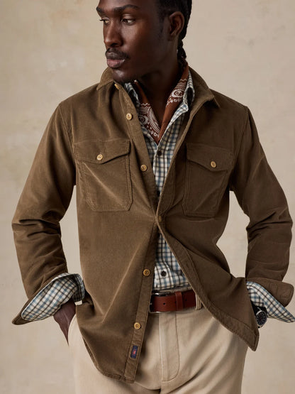 Stretch Terry Corduroy Workshirt - Brown Umber