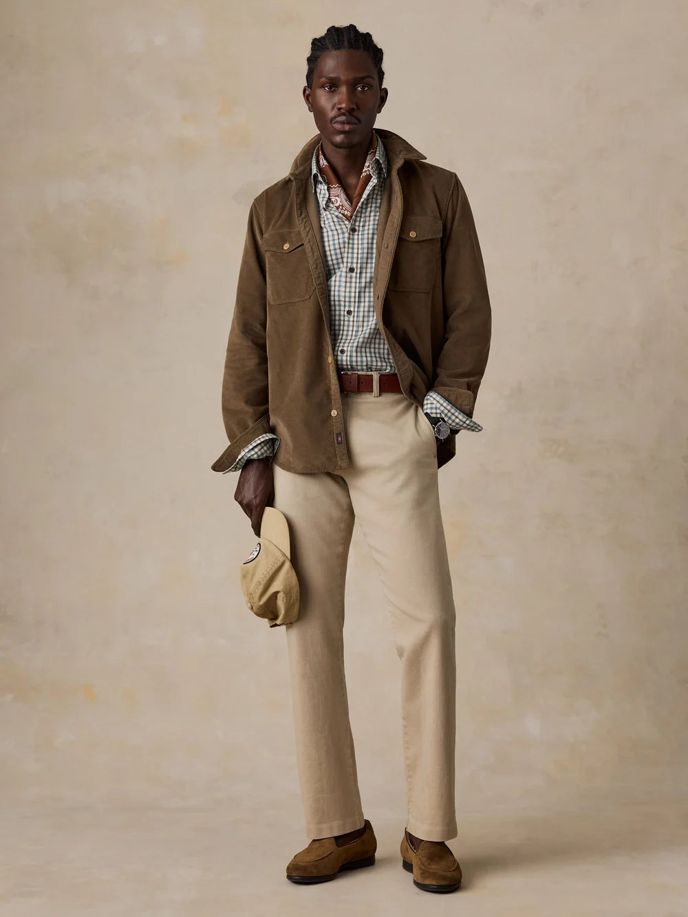 Stretch Terry Corduroy Workshirt - Brown Umber