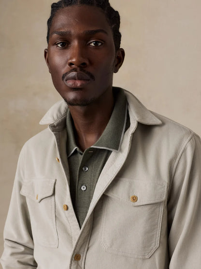 Stretch Terry Corduroy Workshirt - Tundra Stone