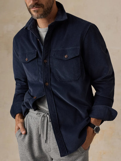 Stretch Terry Corduroy Workshirt - Abyss Navy