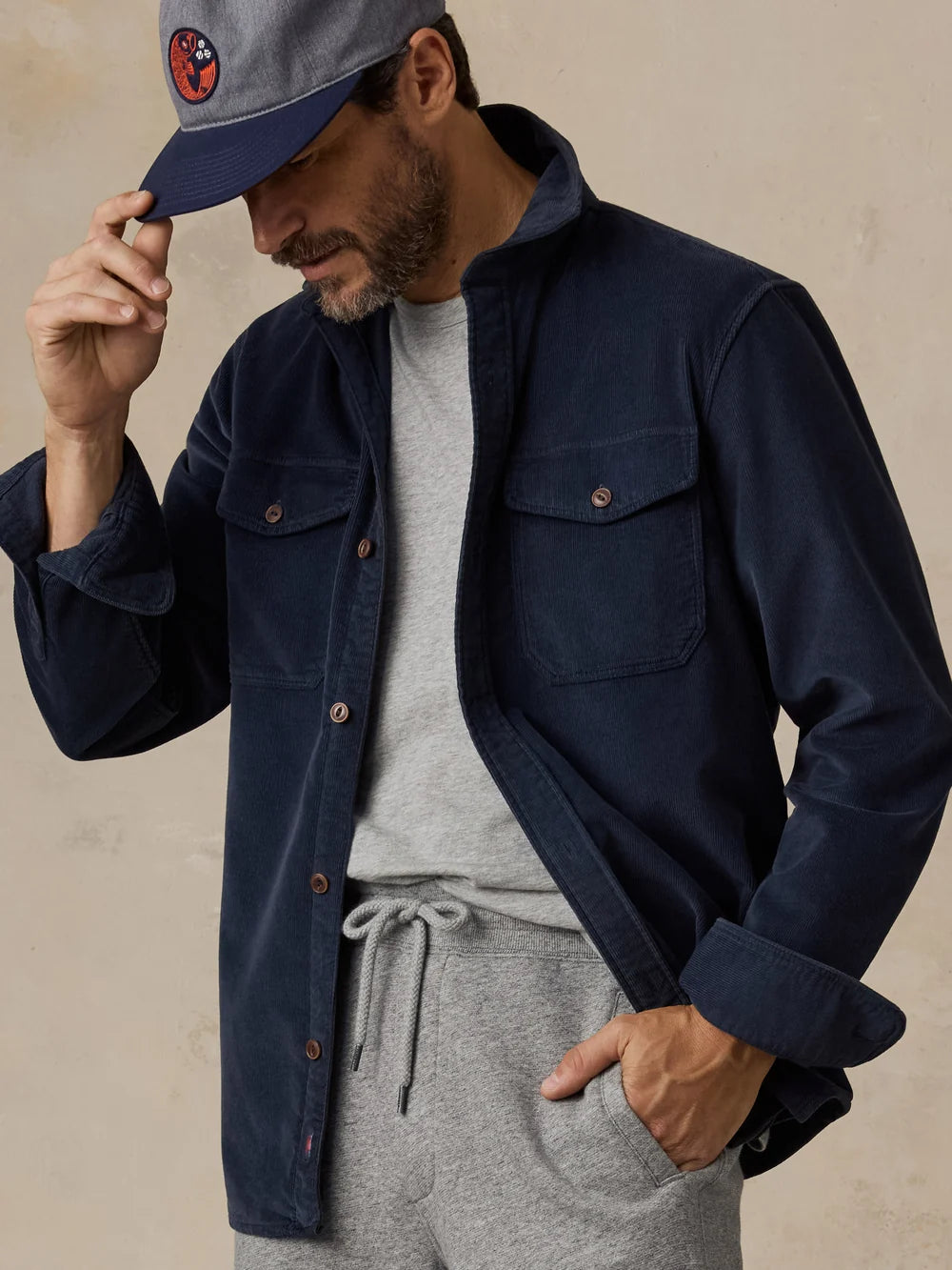 Stretch Terry Corduroy Workshirt - Abyss Navy