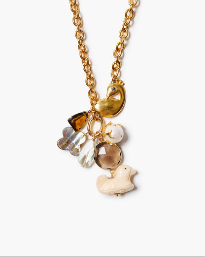 Peacock Charm Necklace Multi