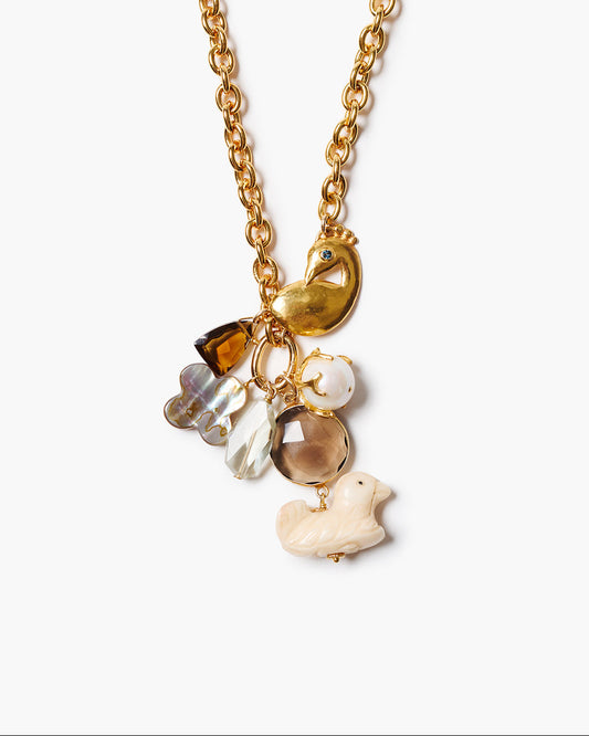 Peacock Charm Necklace Multi
