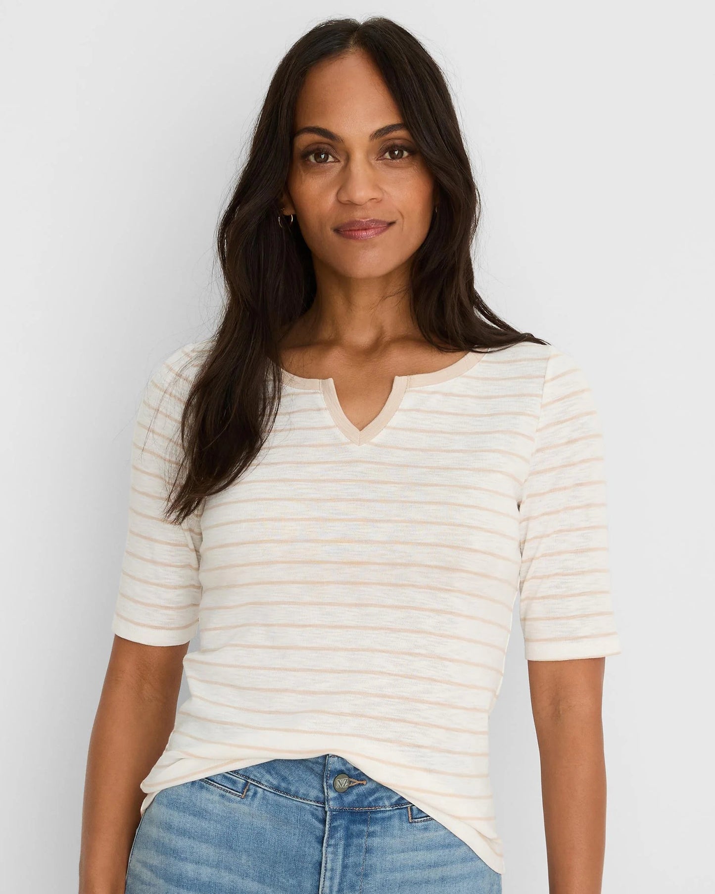 Nzt Elbow Sleeve Stripe Notch Tee