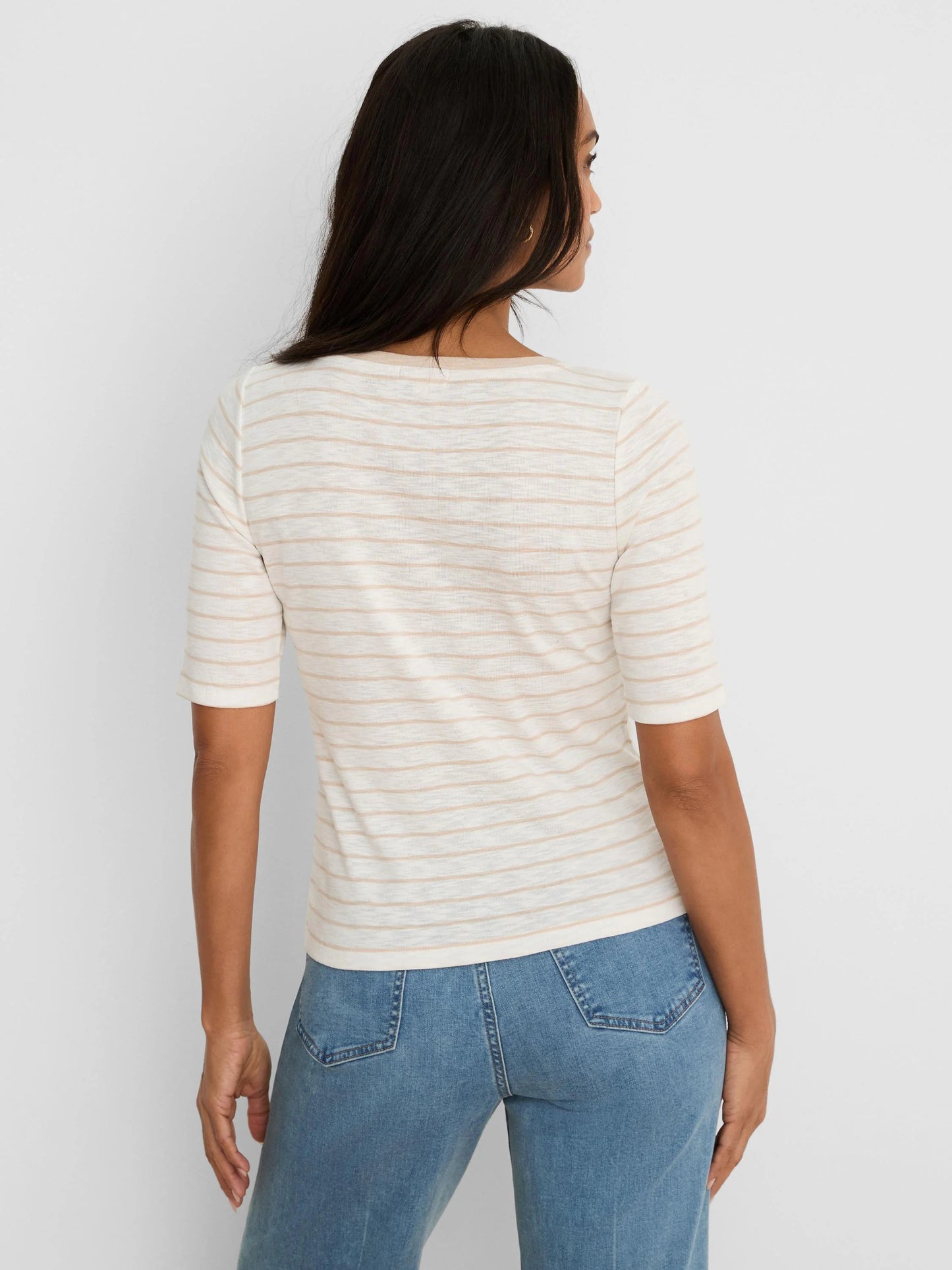 Nzt Elbow Sleeve Stripe Notch Tee