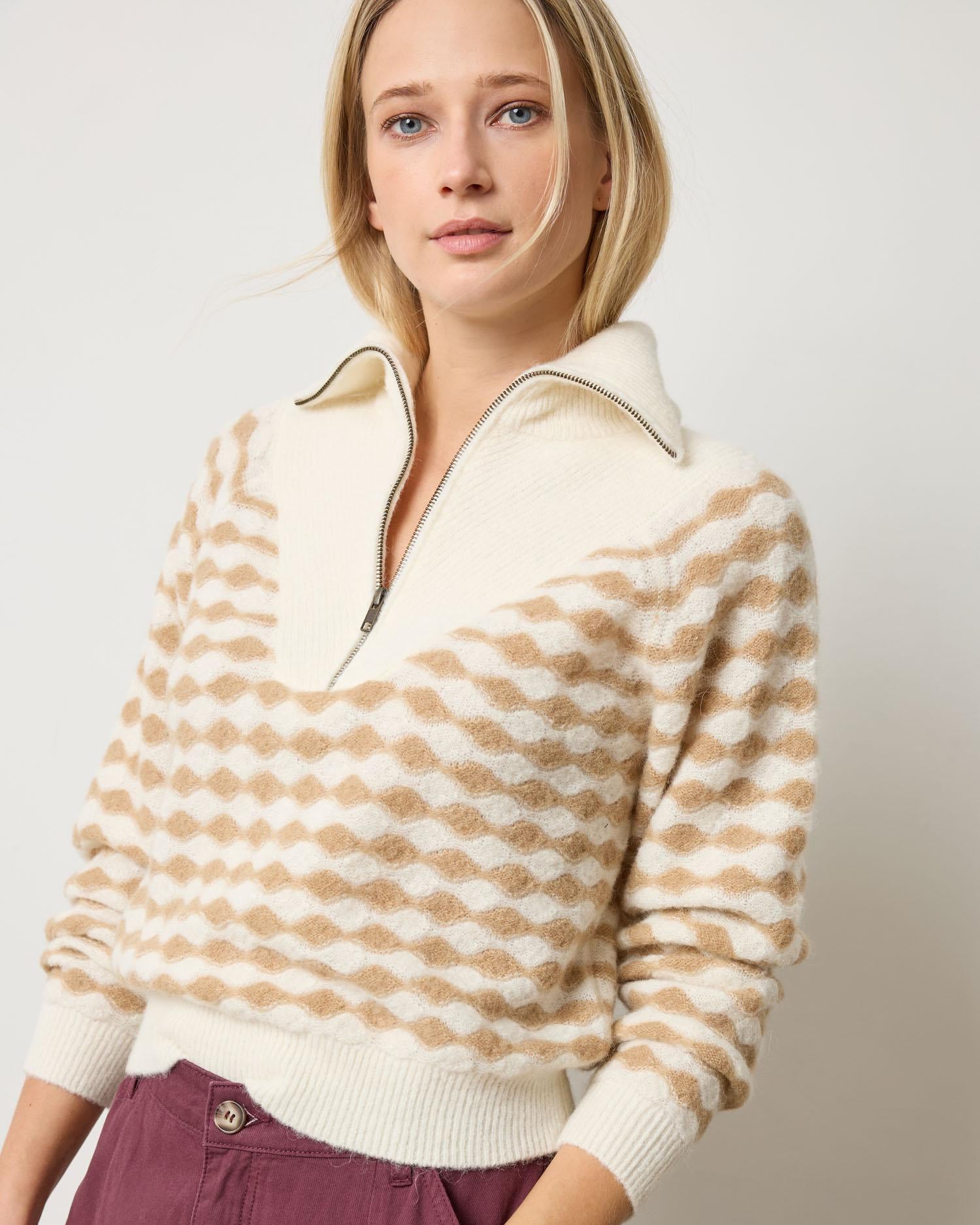 Mixed Stitch Half Zip