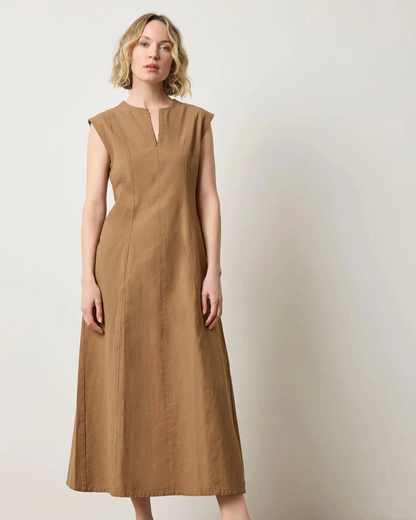 Twill Princess Seam Maxi Dress - Pecan by LILLA P, structured cotton twill, women's dresses & jumpsuits