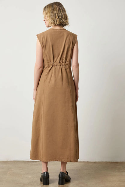 Twill Princess Seam Maxi Dress - Pecan by LILLA P, structured cotton twill, women's casual dress