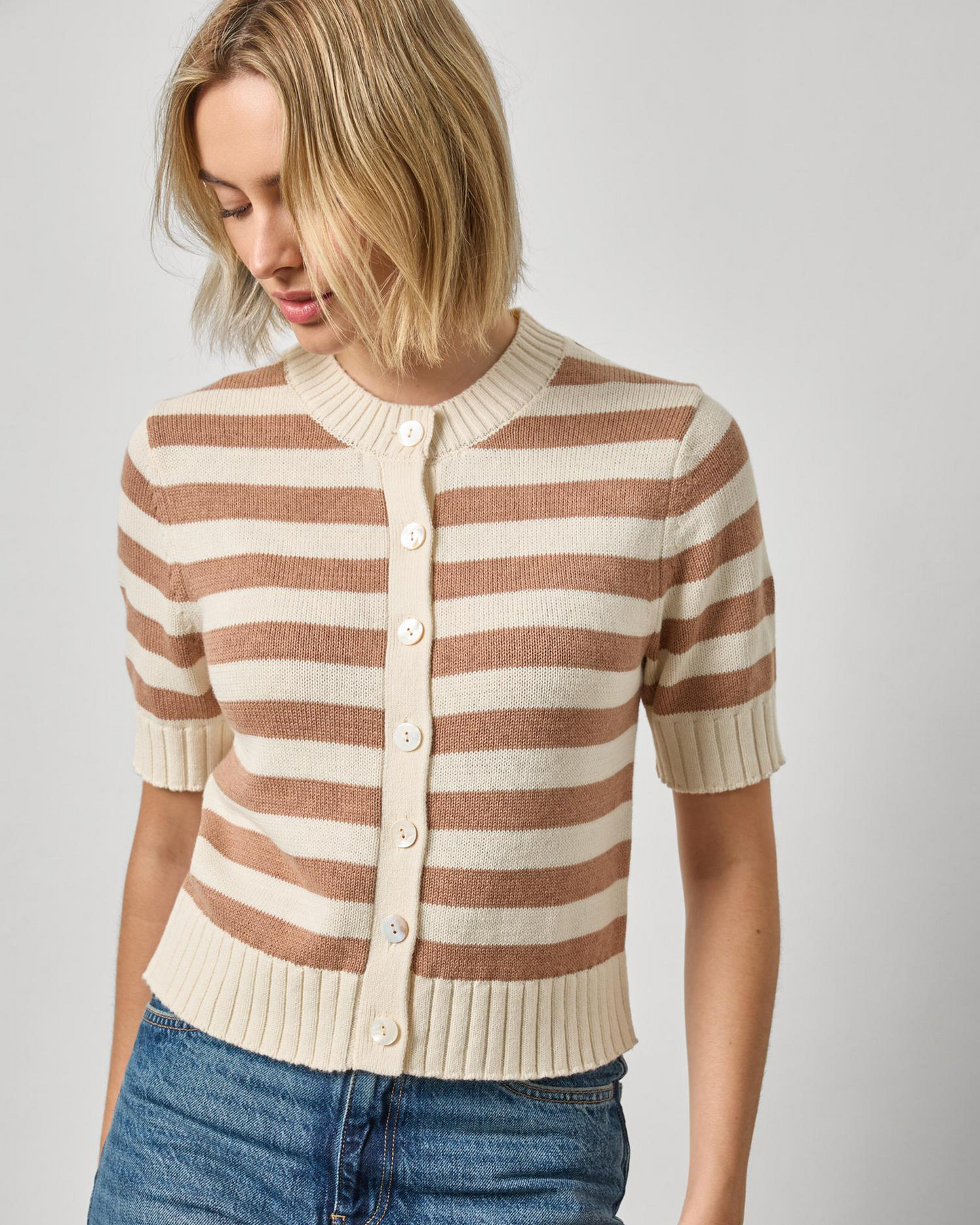 Elbow Sleeve Button Cardigan