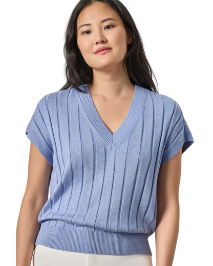 Wide Rib Wedge V-Neck Sweater