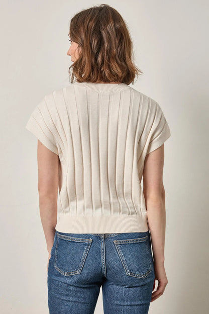 Wide Rib Wedge V-Neck Sweater