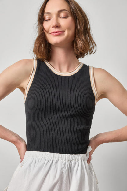 Contrast Trim Knit Tank