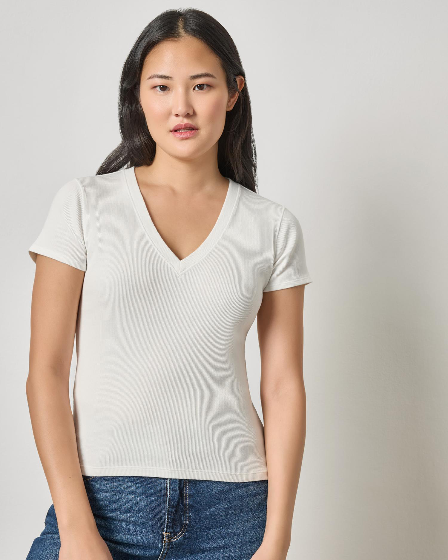 Sunwashed Cap Sleeve V-Neck