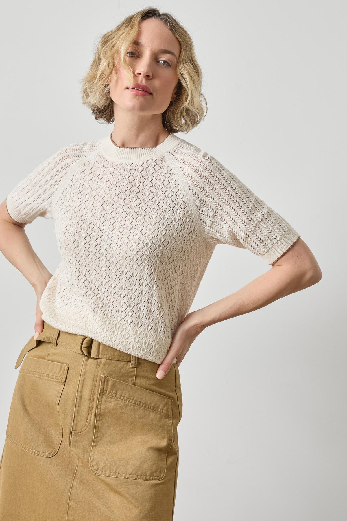 Mixed Stitch Crewneck Sweater