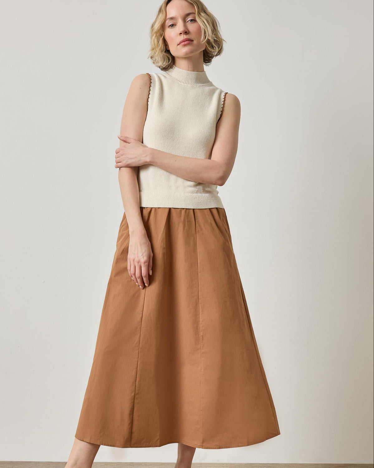 Mixed Media Mock Neck Dress
