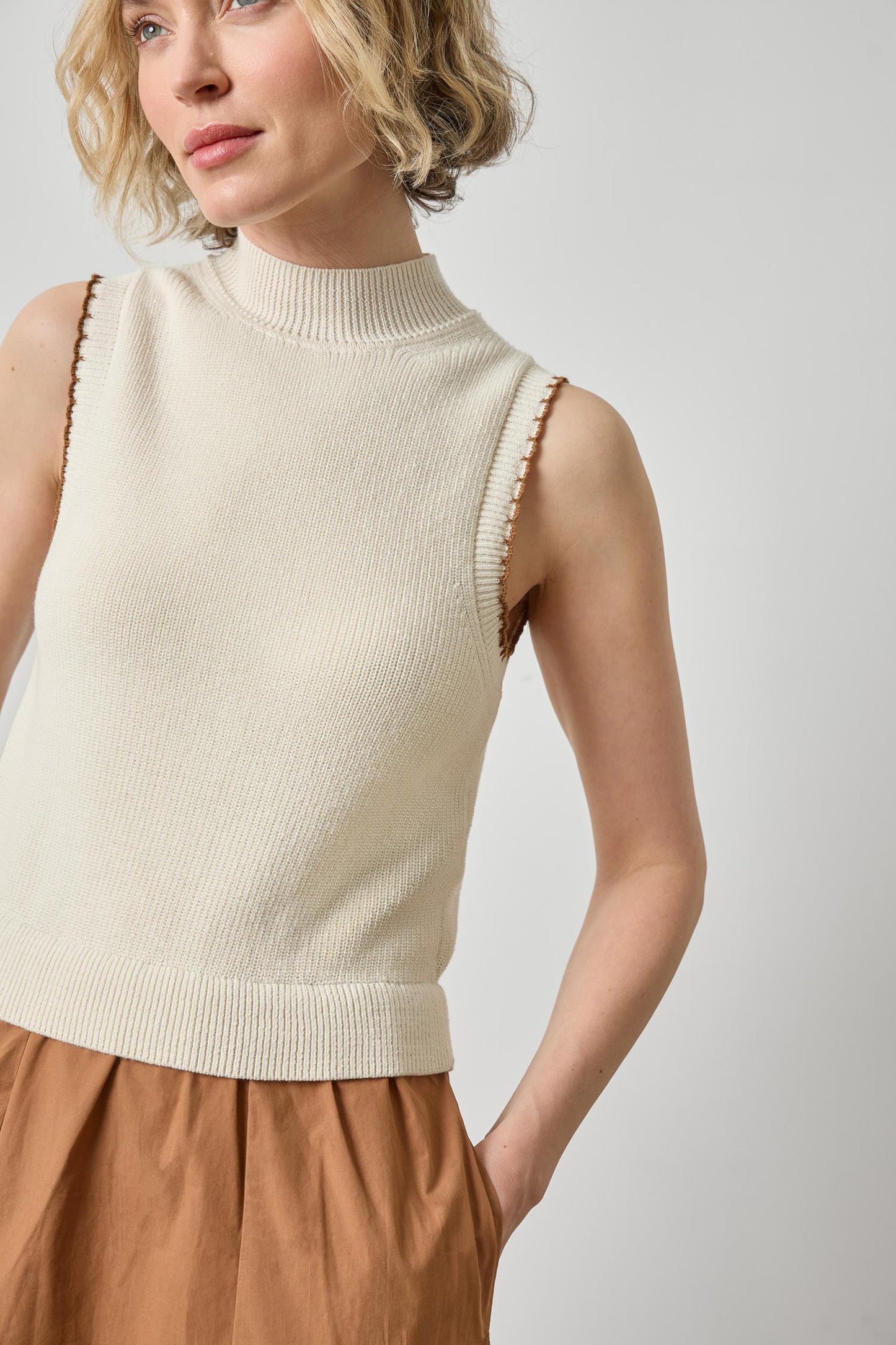 Mixed Media Mock Neck Dress