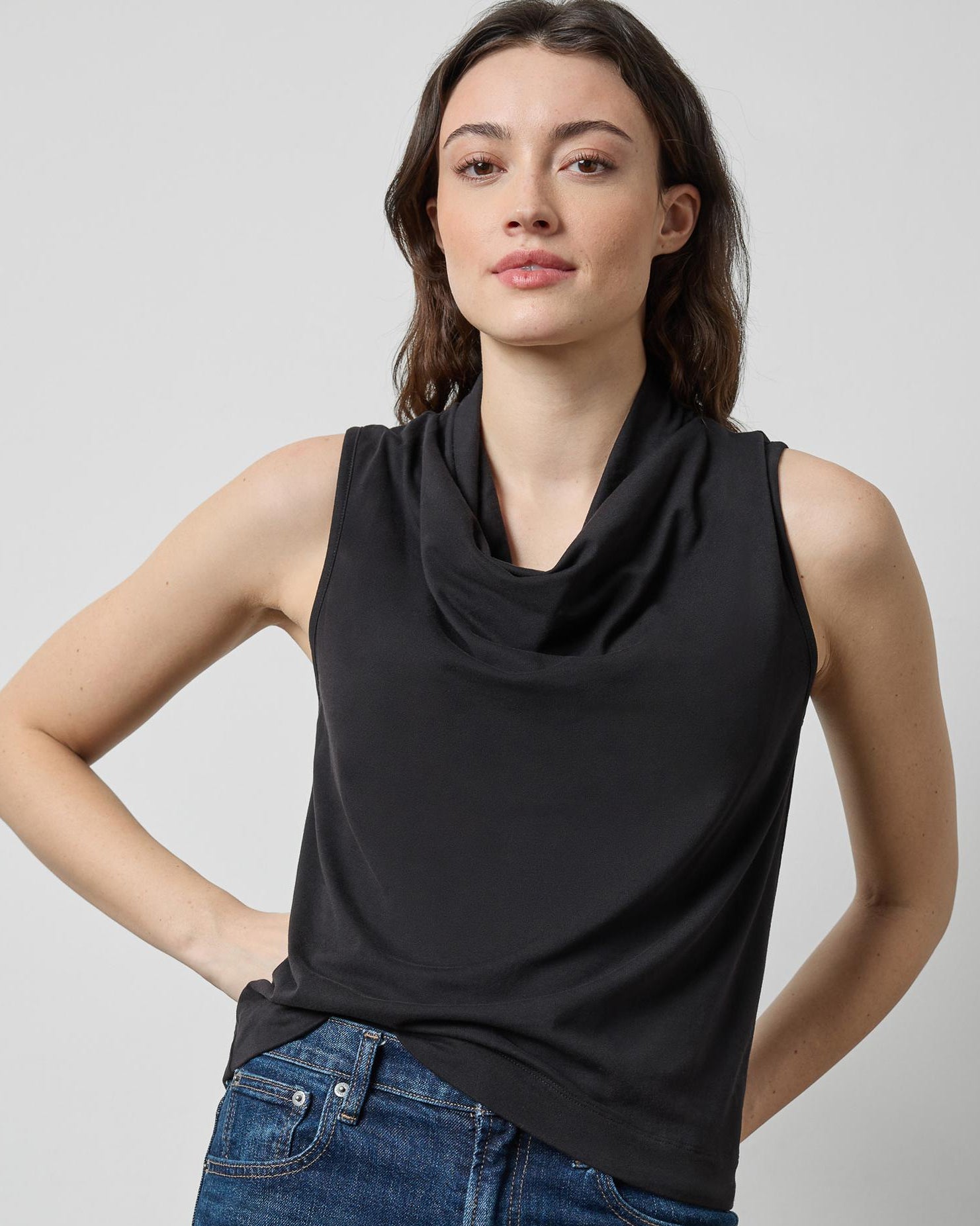Drape Neck Sleeveless Top