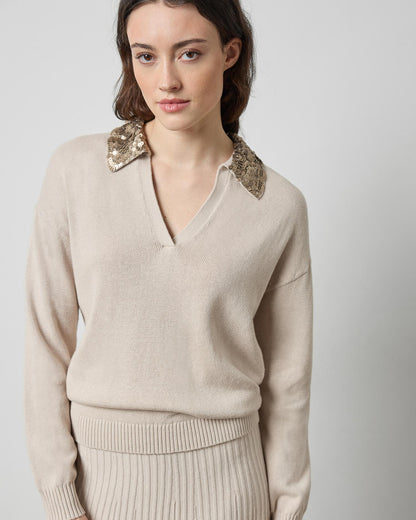 Sequin Polo Sweater