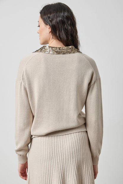 Sequin Polo Sweater
