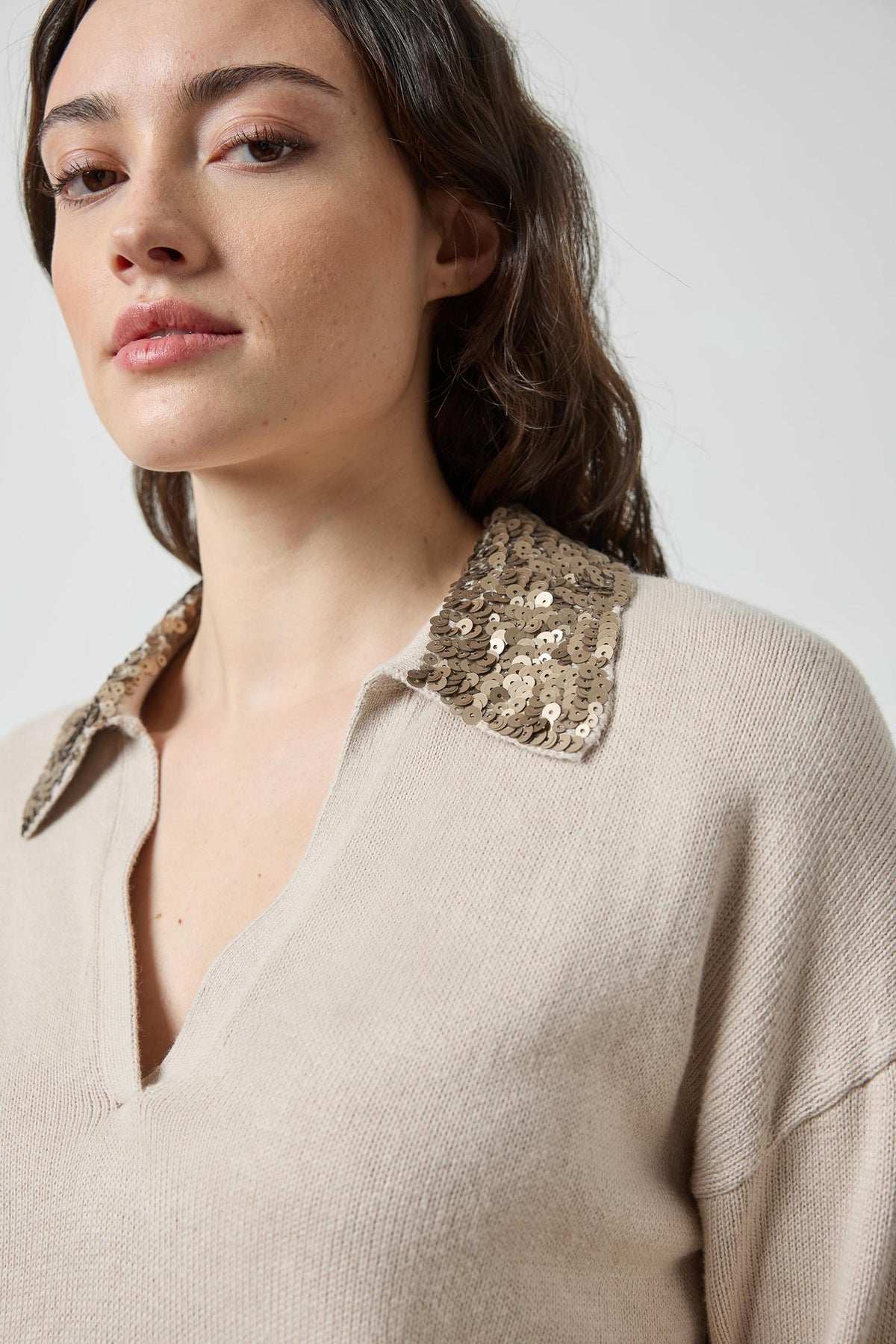 Sequin Polo Sweater