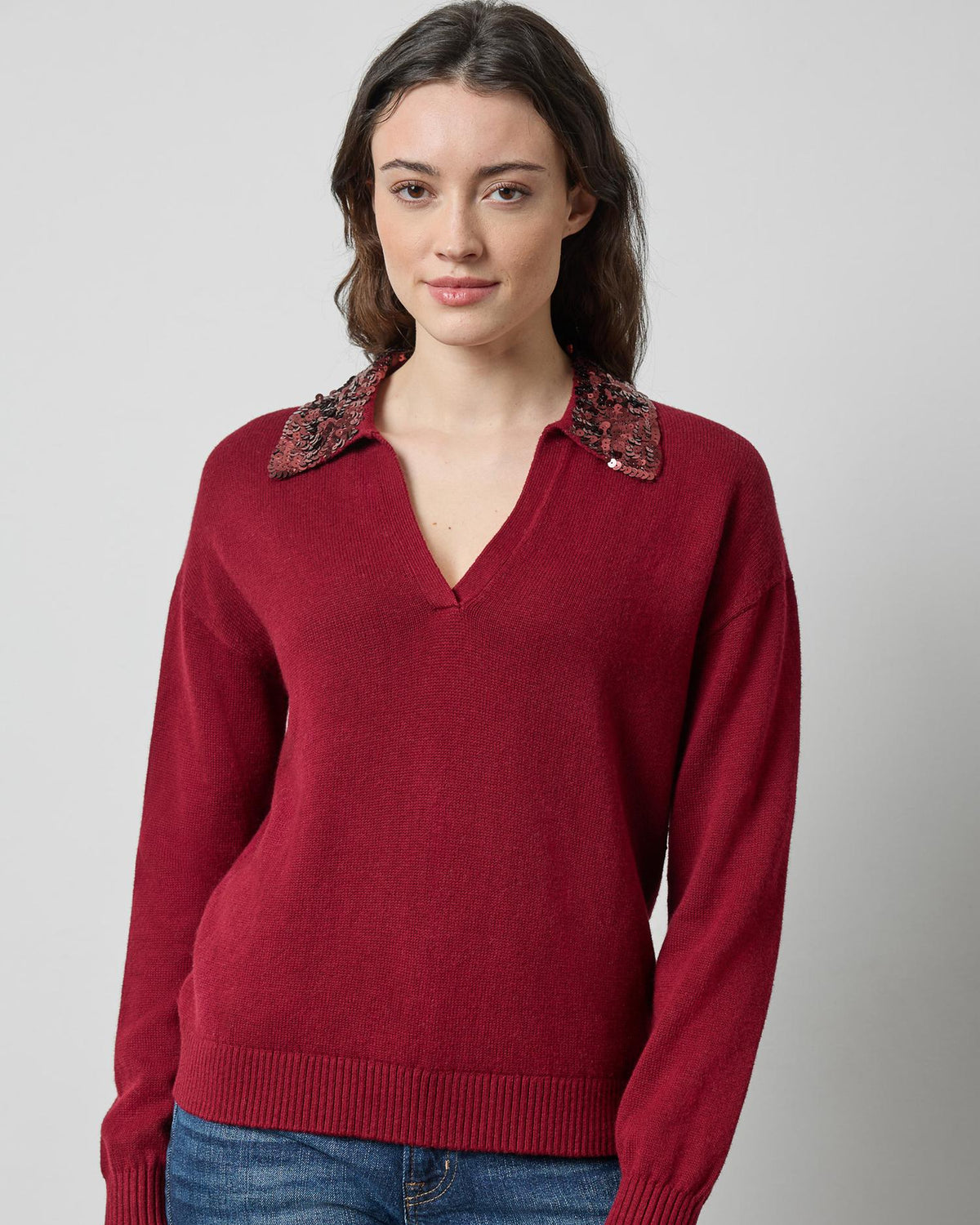 Sequin Polo Sweater
