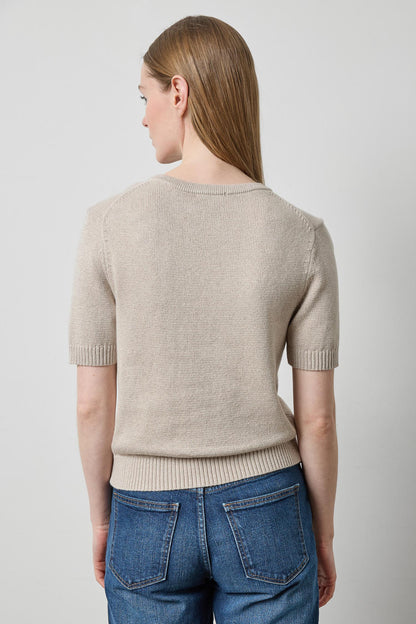 Short Sleeve V-Neck Sparkle Sweater