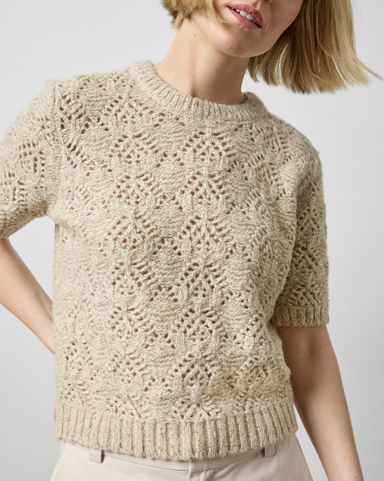 Short Sleeve Tinsel Sweater