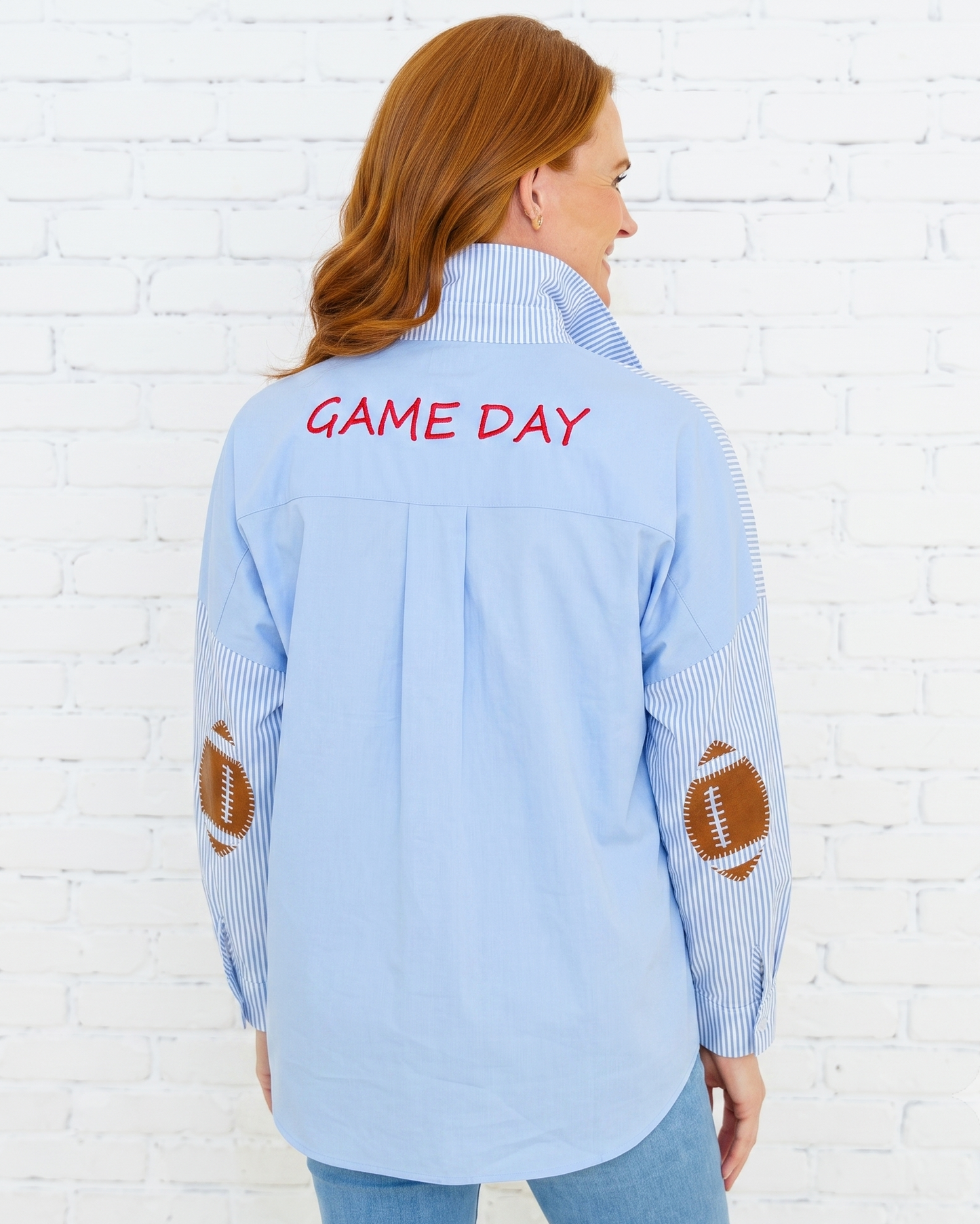 Preppy Football Shirt Powder Blue