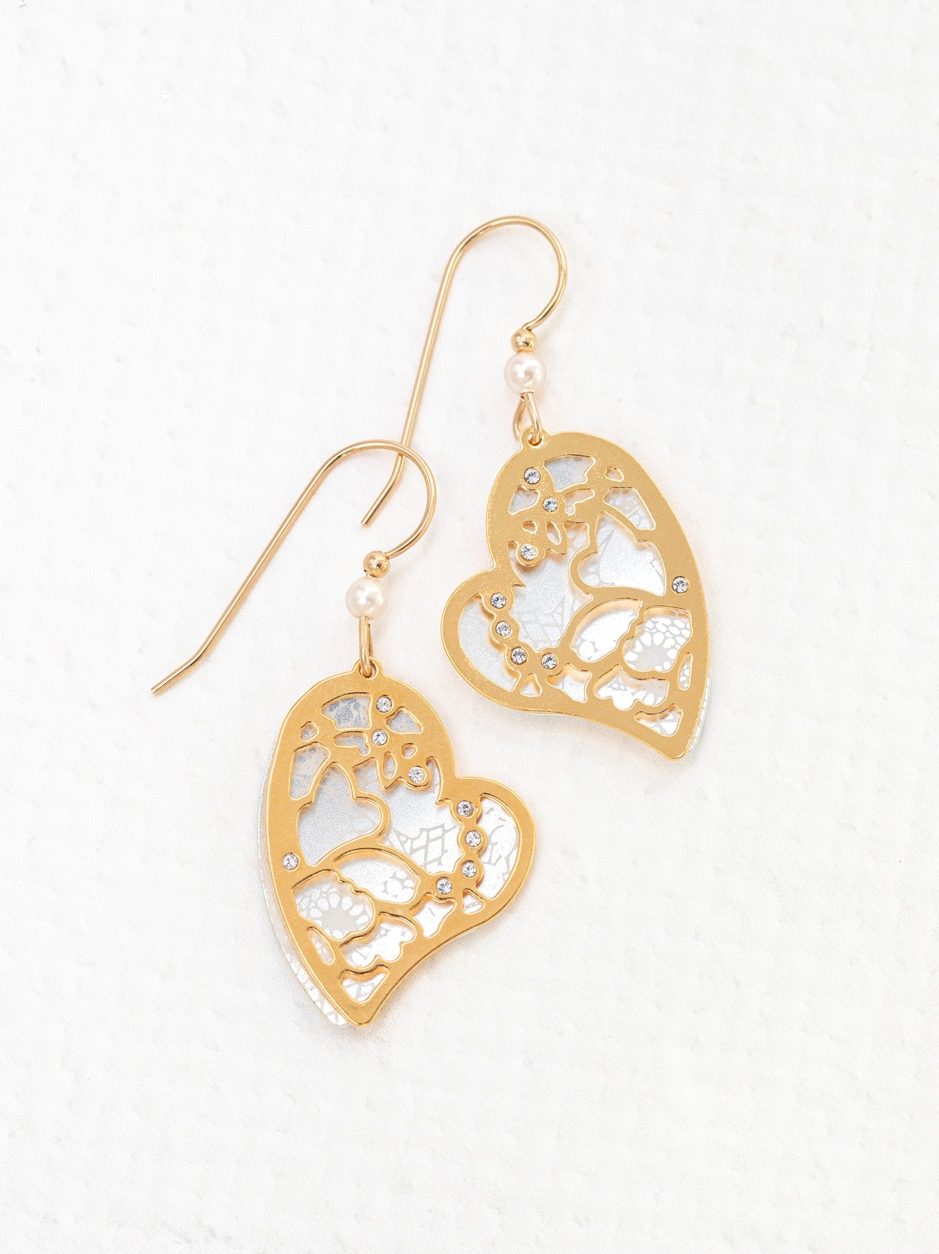 Valena Earring with gold filigree and pink lace background by HOLLY YASHI, Women's Jewelry HCO