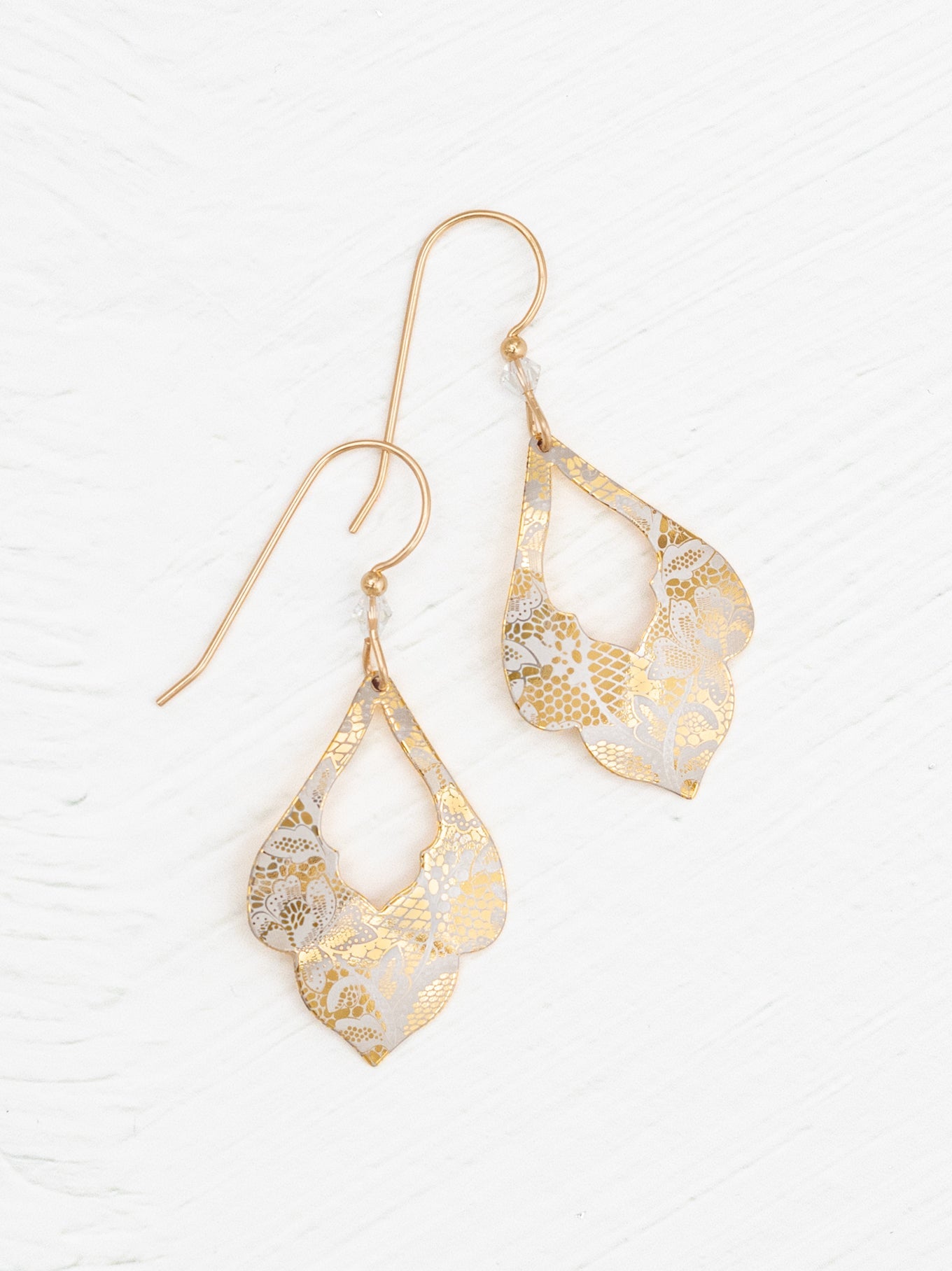 Marisol Earring with blue floral design and gold hooks by HOLLY YASHI, Women's Jewelry at HCO