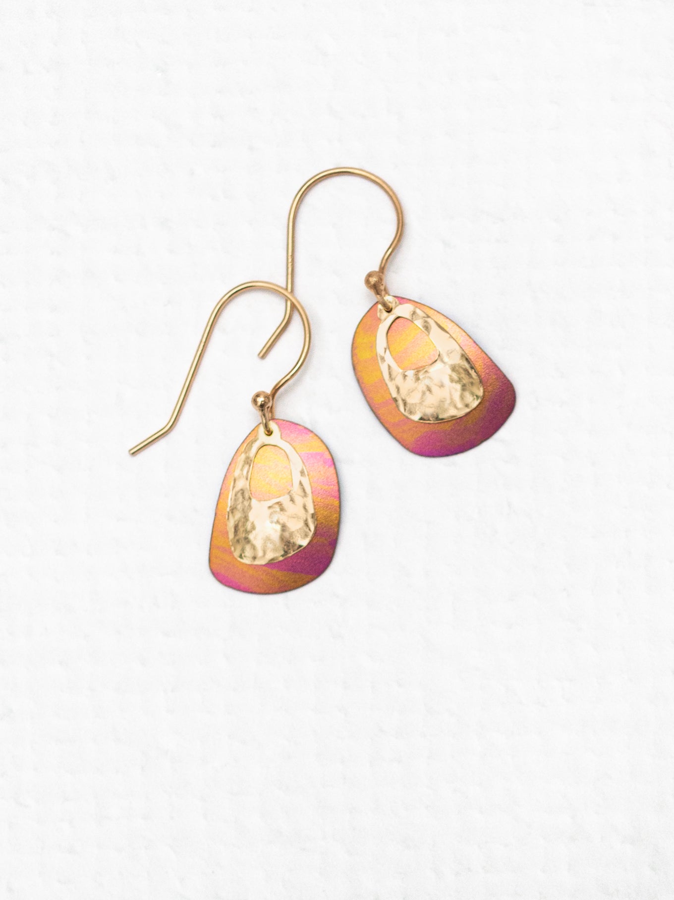 Blake Earring with hammered gold overlay and iridescent blue-purple drops, HOLLY YASHI Women's Jewelry HCO