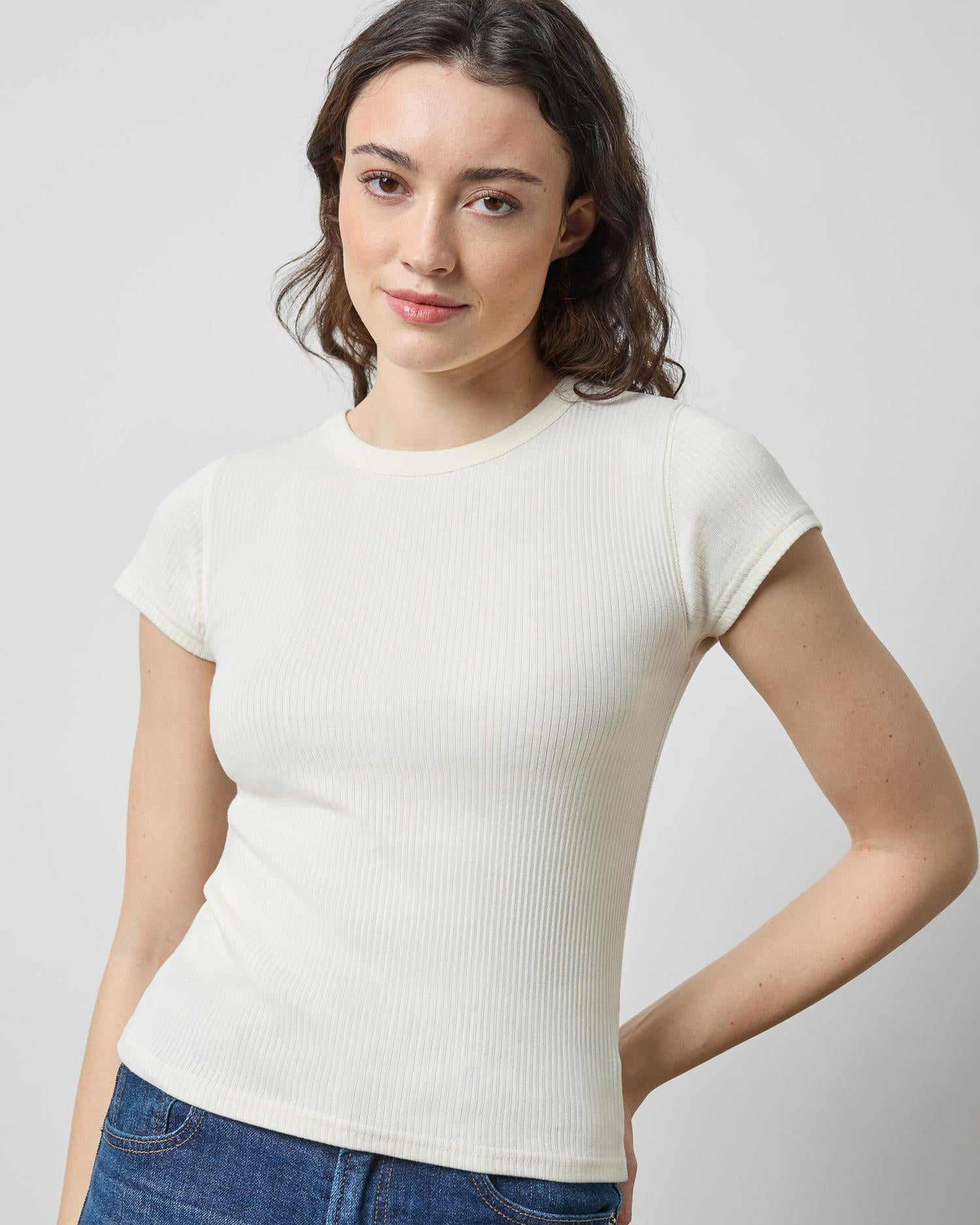 Ribbed Short Sleeve Crew