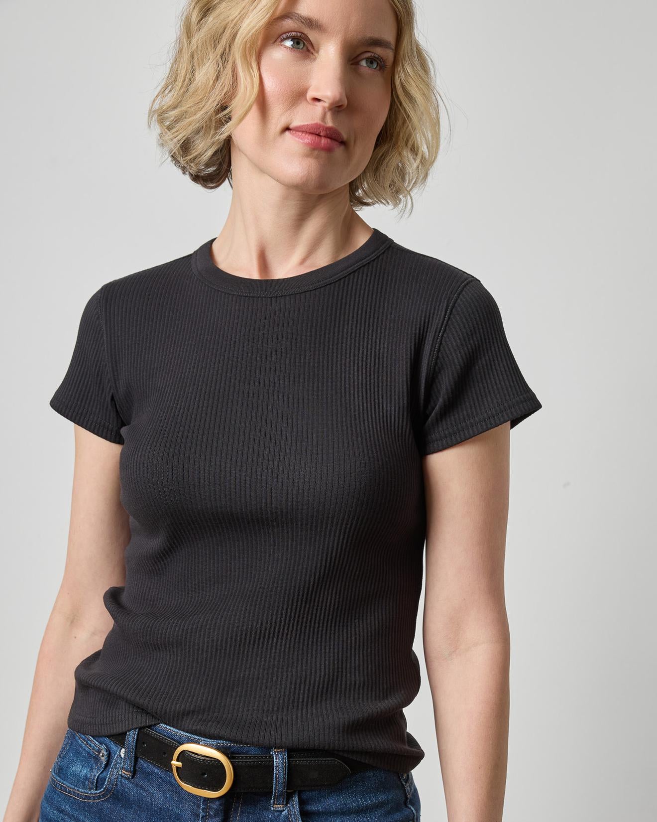 Ribbed Short Sleeve Crew