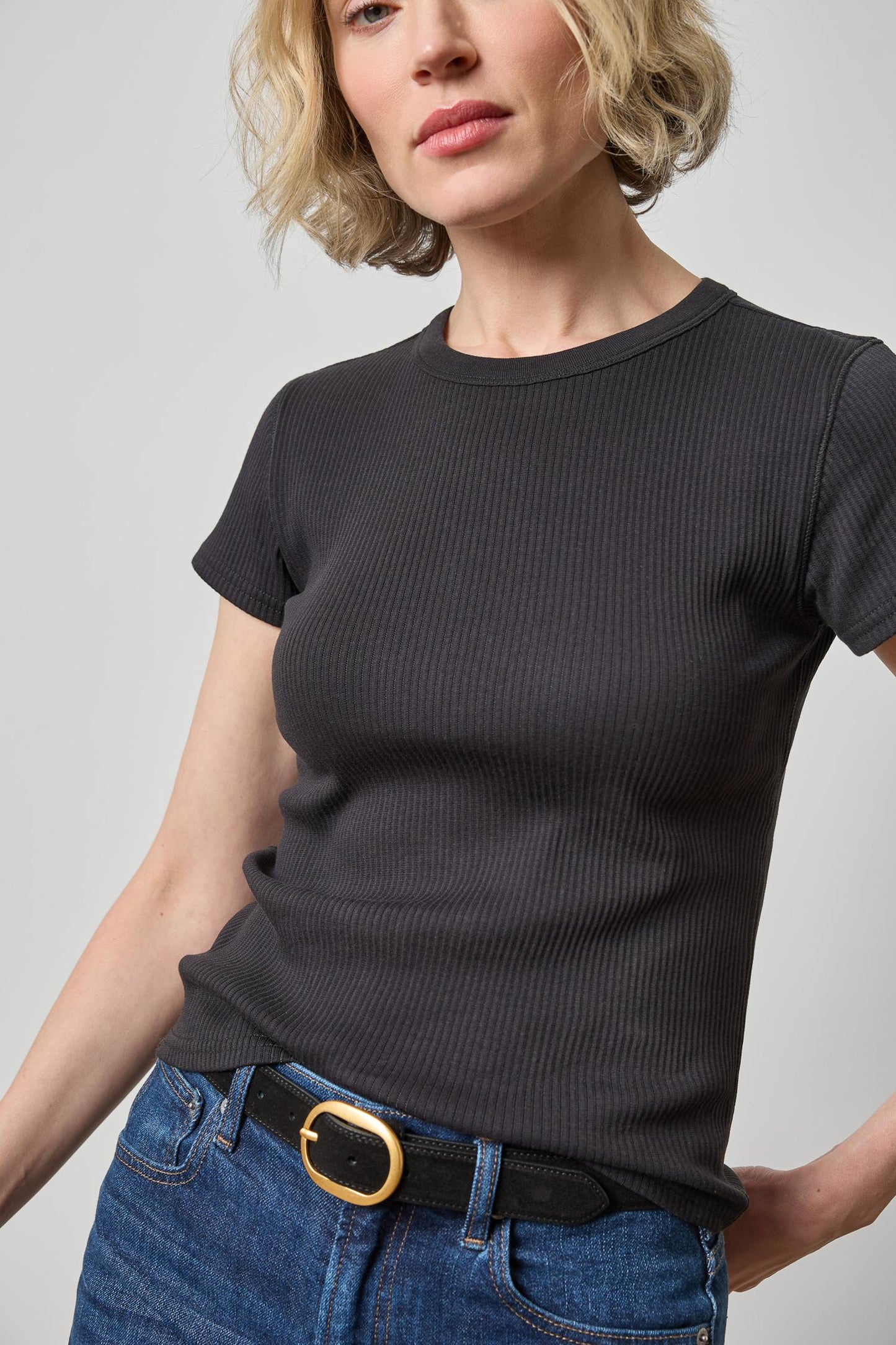 Ribbed Short Sleeve Crew