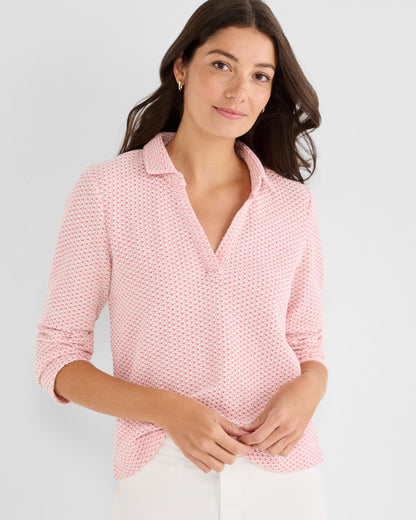 Textured Tuck Stitch Knit Polo