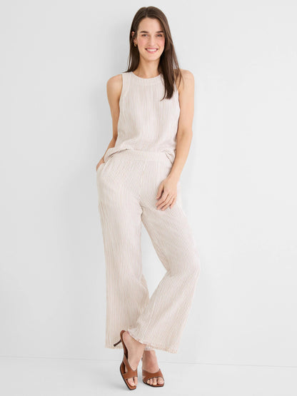 Pinstripe Gauze Pop On Tank in light stripes with relaxed fit, NIC AND ZOE, women's short sleeve shirts