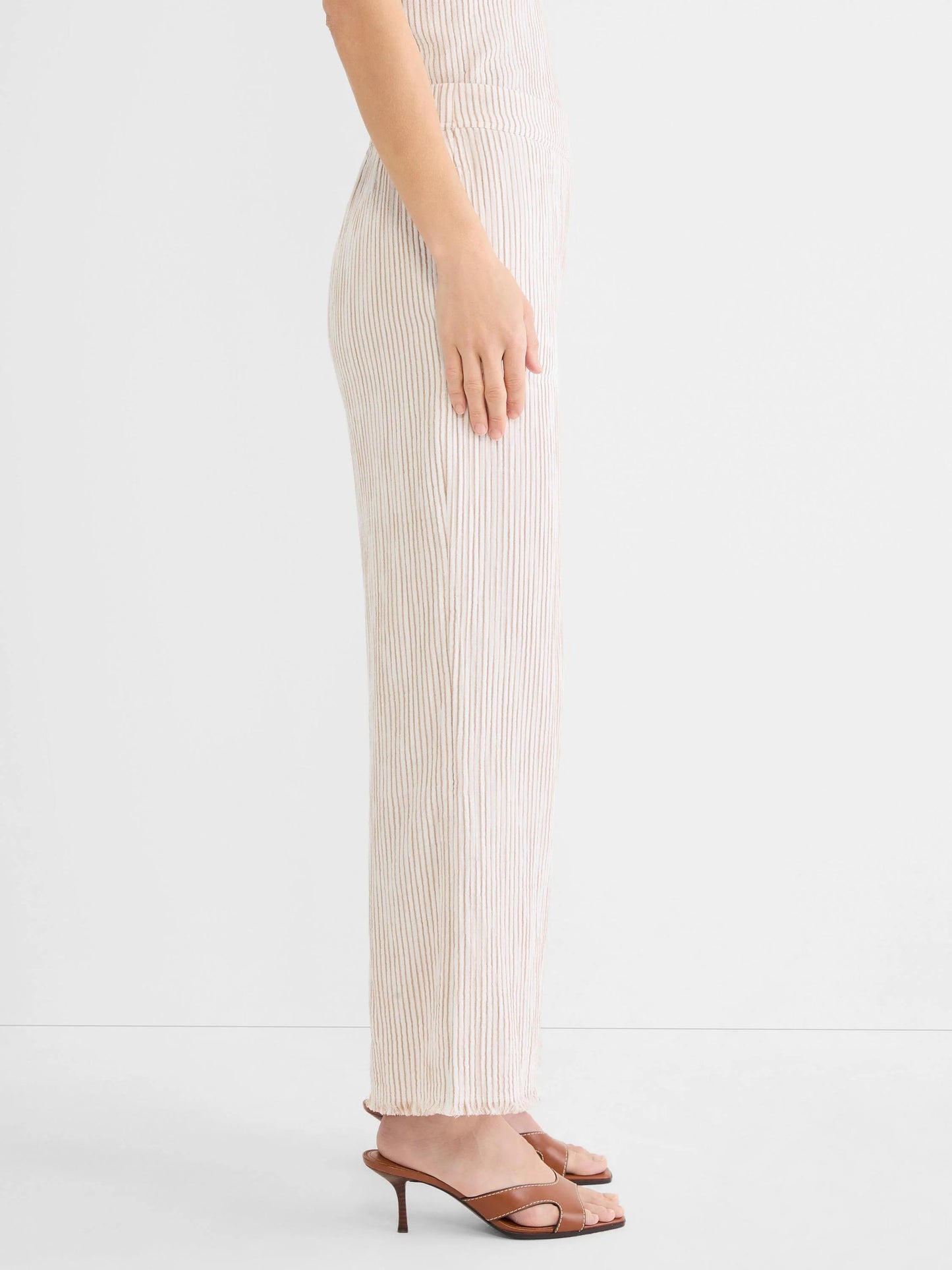 28" Pinstripe Gauze Wide Leg Pant in light breathable fabric, NIC AND ZOE women's pants